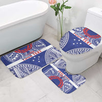 Personalised Toa Samoa Rugby Spirit Bathroom Set Blue Samoan Tribal Pattern - Polynesian Pride