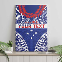Personalised Toa Samoa Rugby Spirit Canvas Wall Art Blue Samoan Tribal Pattern - Polynesian Pride