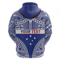 Personalised Toa Samoa Rugby Spirit Hoodie Blue Samoan Tribal Pattern - Polynesian Pride