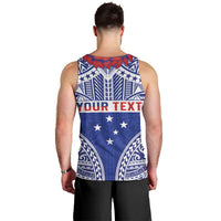 Personalised Toa Samoa Rugby Spirit Men Tank Top Blue Samoan Tribal Pattern - Polynesian Pride