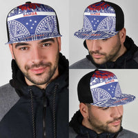 Personalised Toa Samoa Rugby Spirit Mesh Trucker Cap Blue Samoan Tribal Pattern - Polynesian Pride