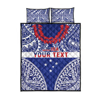 Personalised Toa Samoa Rugby Spirit Quilt Bed Set Blue Samoan Tribal Pattern - Polynesian Pride