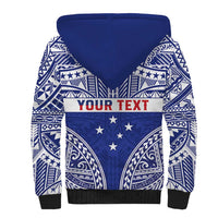 Personalised Toa Samoa Rugby Spirit Sherpa Hoodie Blue Samoan Tribal Pattern - Polynesian Pride