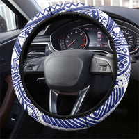 Toa Samoa Rugby Spirit Steering Wheel Cover Blue Samoan Tribal Pattern - Polynesian Pride