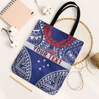 Personalised Toa Samoa Rugby Spirit Tote Bag Blue Samoan Tribal Pattern - Polynesian Pride