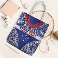 Personalised Toa Samoa Rugby Spirit Tote Bag Blue Samoan Tribal Pattern - Polynesian Pride