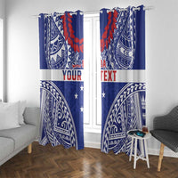 Personalised Toa Samoa Rugby Spirit Window Curtain Blue Samoan Tribal Pattern - Polynesian Pride