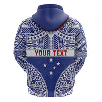 Personalised Toa Samoa Rugby Spirit Zip Hoodie Blue Samoan Tribal Pattern - Polynesian Pride
