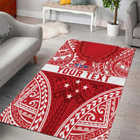 Personalised Toa Samoa Rugby Spirit Area Rug Red Samoan Tribal Pattern - Polynesian Pride