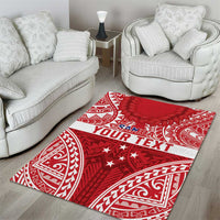 Personalised Toa Samoa Rugby Spirit Area Rug Red Samoan Tribal Pattern - Polynesian Pride