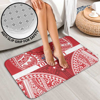 Personalised Toa Samoa Rugby Spirit Bathroom Set Red Samoan Tribal Pattern - Polynesian Pride