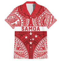 Personalised Toa Samoa Rugby Spirit Family Matching Off The Shoulder Long Sleeve Dress and Hawaiian Shirt Red Samoan Tribal Pattern - Polynesian Pride