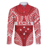 Personalised Toa Samoa Rugby Spirit Family Matching Off Shoulder Short Dress and Hawaiian Shirt Red Samoan Tribal Pattern - Polynesian Pride
