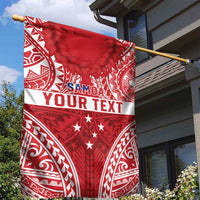 Personalised Toa Samoa Rugby Spirit Garden Flag Red Samoan Tribal Pattern - Polynesian Pride