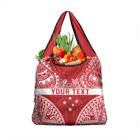 Personalised Toa Samoa Rugby Spirit Grocery Bag Red Samoan Tribal Pattern - Polynesian Pride