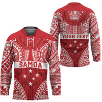 Personalised Toa Samoa Rugby Spirit Hockey Jersey Red Samoan Tribal Pattern - Polynesian Pride