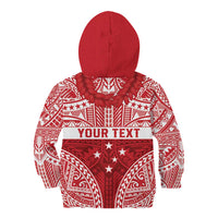Personalised Toa Samoa Rugby Spirit Kid Hoodie Red Samoan Tribal Pattern - Polynesian Pride