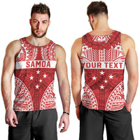 Personalised Toa Samoa Rugby Spirit Men Tank Top Red Samoan Tribal Pattern - Polynesian Pride