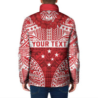 Personalised Toa Samoa Rugby Spirit Padded Jacket Red Samoan Tribal Pattern - Polynesian Pride