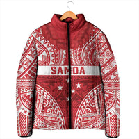 Personalised Toa Samoa Rugby Spirit Padded Jacket Red Samoan Tribal Pattern - Polynesian Pride