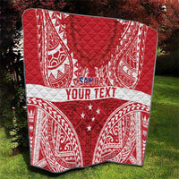 Personalised Toa Samoa Rugby Spirit Quilt Red Samoan Tribal Pattern - Polynesian Pride