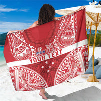 Personalised Toa Samoa Rugby Spirit Sarong Red Samoan Tribal Pattern - Polynesian Pride