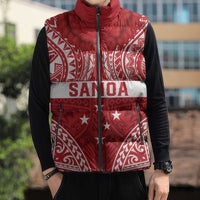 Personalised Toa Samoa Rugby Spirit Sleeveless Puffer Jacket Red Samoan Tribal Pattern - Polynesian Pride