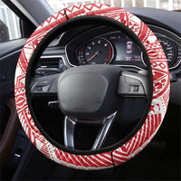 Toa Samoa Rugby Spirit Steering Wheel Cover Red Samoan Tribal Pattern - Polynesian Pride