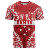 Personalised Toa Samoa Rugby Spirit T Shirt Red Samoan Tribal Pattern - Polynesian Pride