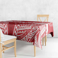Personalised Toa Samoa Rugby Spirit Tablecloth Red Samoan Tribal Pattern - Polynesian Pride