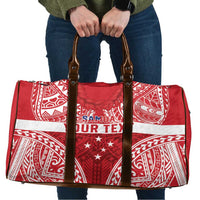 Personalised Toa Samoa Rugby Spirit Travel Bag Red Samoan Tribal Pattern - Polynesian Pride