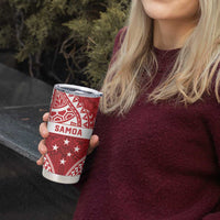 Personalised Toa Samoa Rugby Spirit Tumbler Cup Red Samoan Tribal Pattern - Polynesian Pride