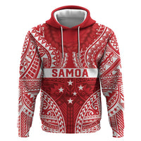 Personalised Toa Samoa Rugby Spirit Zip Hoodie Red Samoan Tribal Pattern - Polynesian Pride