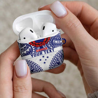 Personalised Toa Samoa Rugby Spirit AirPods Case White Samoan Tribal Pattern - Polynesian Pride