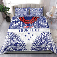 Personalised Toa Samoa Rugby Spirit Bedding Set White Samoan Tribal Pattern - Polynesian Pride