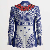 Personalised Toa Samoa Rugby Spirit Blazer White Samoan Tribal Pattern - Polynesian Pride