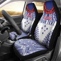Personalised Toa Samoa Rugby Spirit Car Seat Cover White Samoan Tribal Pattern - Polynesian Pride