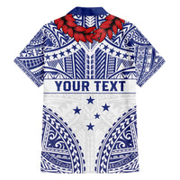 Personalised Toa Samoa Rugby Spirit Family Matching Off The Shoulder Long Sleeve Dress and Hawaiian Shirt White Samoan Tribal Pattern - Polynesian Pride