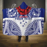 Personalised Toa Samoa Rugby Spirit Hooded Blanket White Samoan Tribal Pattern - Polynesian Pride