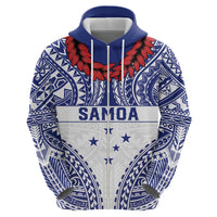 Personalised Toa Samoa Rugby Spirit Hoodie White Samoan Tribal Pattern - Polynesian Pride