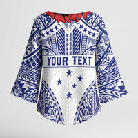 Personalised Toa Samoa Rugby Spirit Kimono Sleeve Blouse White Samoan Tribal Pattern - Polynesian Pride
