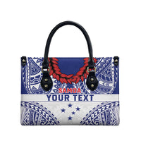 Personalised Toa Samoa Rugby Spirit Leather Bag White Samoan Tribal Pattern - Polynesian Pride