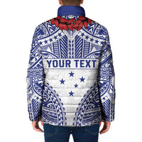 Personalised Toa Samoa Rugby Spirit Padded Jacket White Samoan Tribal Pattern - Polynesian Pride
