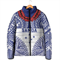 Personalised Toa Samoa Rugby Spirit Padded Jacket White Samoan Tribal Pattern - Polynesian Pride