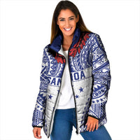 Personalised Toa Samoa Rugby Spirit Padded Jacket White Samoan Tribal Pattern - Polynesian Pride