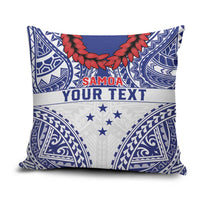 Personalised Toa Samoa Rugby Spirit Pillow Cover White Samoan Tribal Pattern - Polynesian Pride