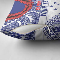 Personalised Toa Samoa Rugby Spirit Pillow Cover White Samoan Tribal Pattern - Polynesian Pride