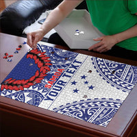 Personalised Toa Samoa Rugby Spirit Puzzle White Samoan Tribal Pattern - Polynesian Pride