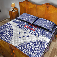 Personalised Toa Samoa Rugby Spirit Quilt Bed Set White Samoan Tribal Pattern - Polynesian Pride
