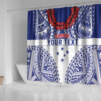 Personalised Toa Samoa Rugby Spirit Shower Curtain White Samoan Tribal Pattern - Polynesian Pride